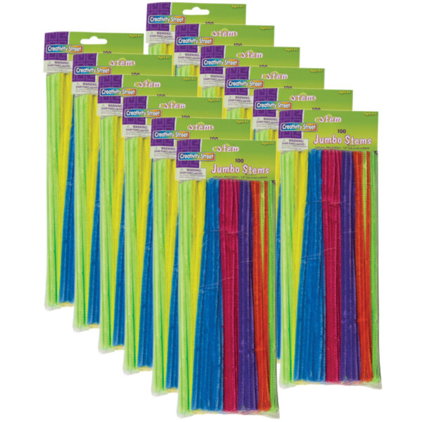 ERSPACAC711004-12.jpg Jumbo Stems, Hot Assorted Colors, 12" x 6 mm, 100 Per Pack, 12 Packs