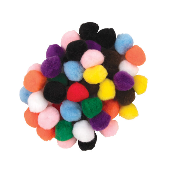 Pom Pons, Bright Hues, 1", 50 Per Pack, 12 Packs