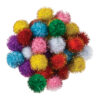 Glitter Pom Pons, Assorted Colors, 33 mm, 40 Pieces