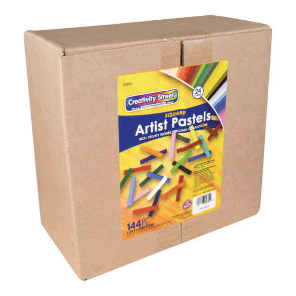 Square Artist Pastels, 24 Assorted Colors, 6 Each, 2-3-8" x 3-8" x 3-8", 144 Pieces