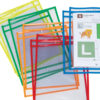 Dry Erase Pockets, 5 Assorted Bright Colors, 10" x 13-1-2", 10 Pockets