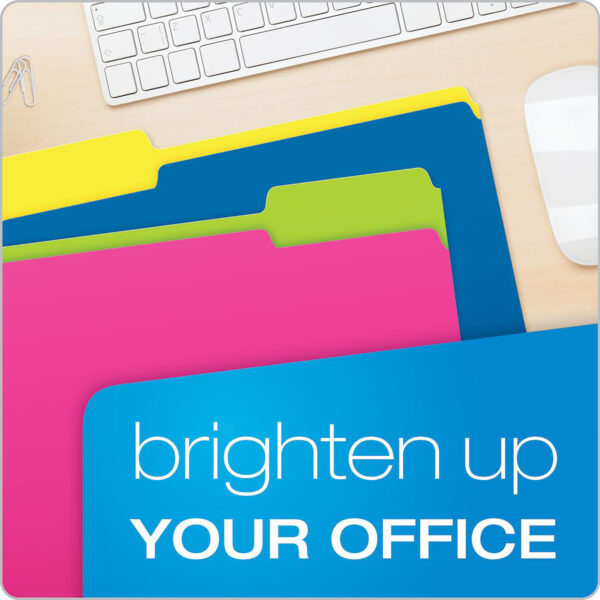 Twisted Glow File Folders, Letter Size, Assorted Colors, 1-3 Cut, 12 Per Pack, 2 Packs