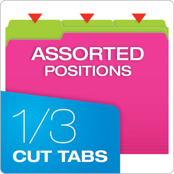 Twisted Glow File Folders, Letter Size, Assorted Colors, 1-3 Cut, 12 Per Pack, 2 Packs