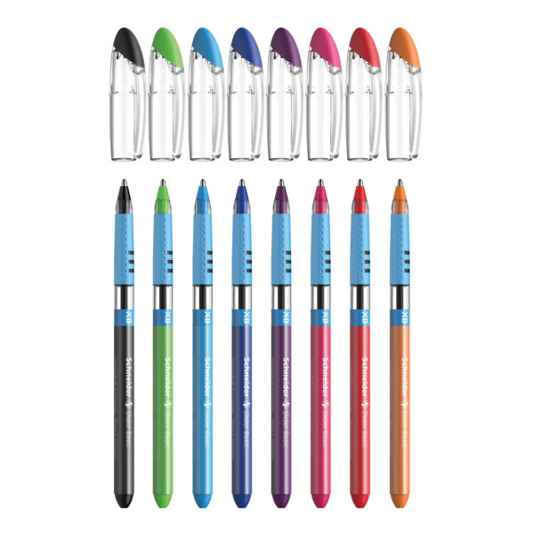 Slider Basic XB Ballpoint Pen, 1.4 mm, 8 Assorted Ink Colors in Reusable Wallet