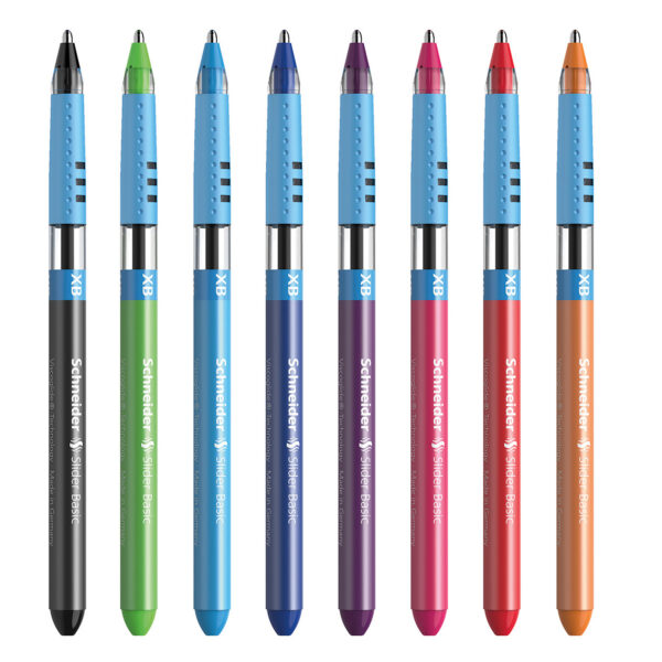 Slider Basic XB Ballpoint Pen, 1.4 mm, 8 Assorted Ink Colors in Reusable Wallet