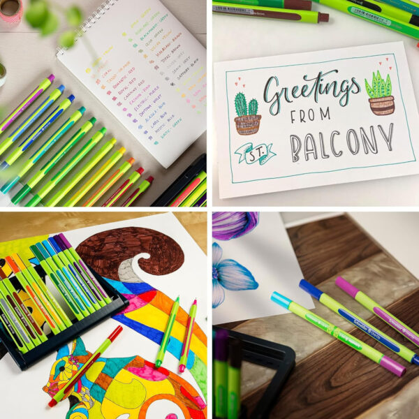 Line-Up Fineliner Pen, 0.4 mm, Adjustable Case Stand, 8 Assorted Ink Colors