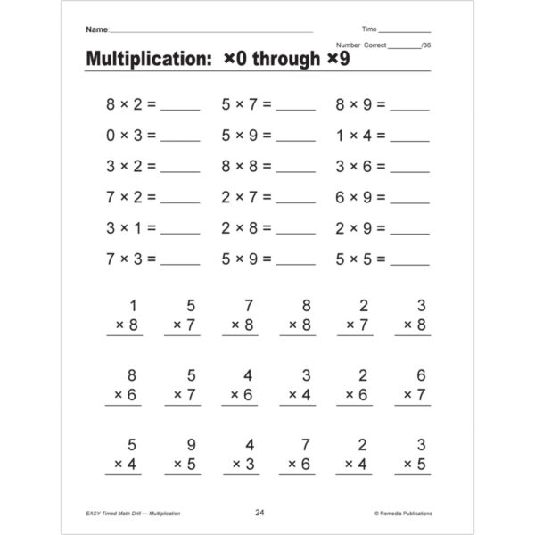 Easy Timed Math Drills: 4 Book Set