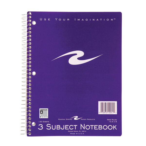 ERSROA10041-6.jpg Spiral Notebook, 3-Subject, 120 Pages, Pack of 6