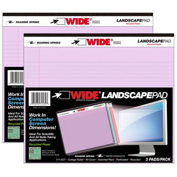 ERSROA74535-2.jpg Legal Pad, Landscape, Orchid-Blue-Pink, 3 Per Pack, 2 Packs