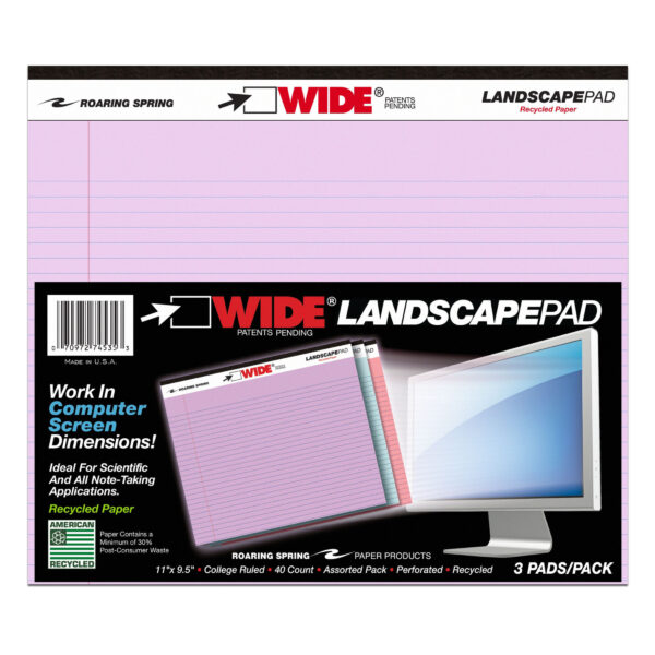 ERSROA74535-2_6.jpg Legal Pad, Landscape, Orchid-Blue-Pink, 3 Per Pack, 2 Packs