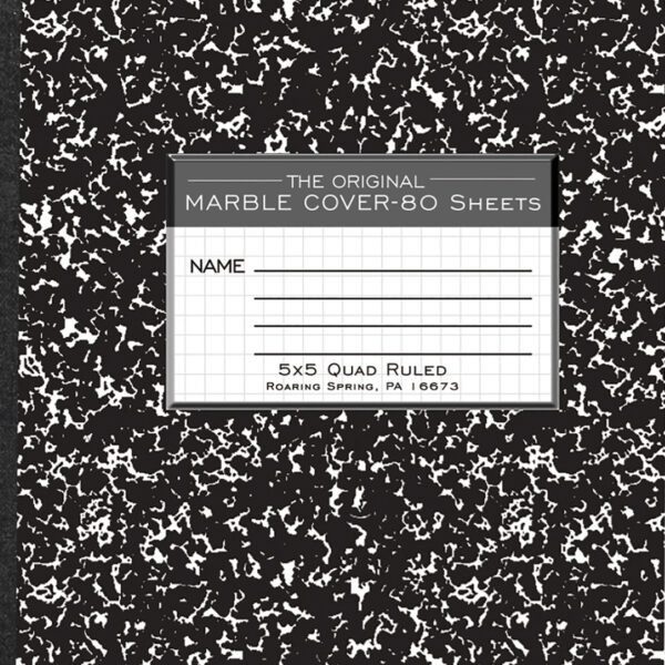 ERSROA77227-6_1.jpg Composition Book, 5x5 Graph, 80 Sheets, 9.75" x 7.5", Black Marble, Pack of 6