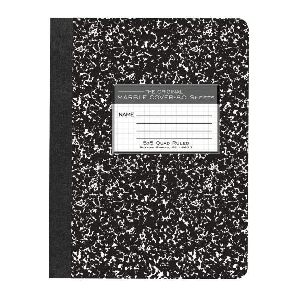 ERSROA77227-6_2.jpg Composition Book, 5x5 Graph, 80 Sheets, 9.75" x 7.5", Black Marble, Pack of 6