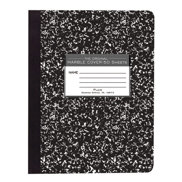 ERSROA77260-12_1.jpg Composition Book, Unruled, 50 Sheets, 9.75" x 7.5" , Black Marble, Pack of 12