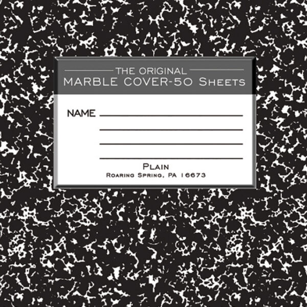 ERSROA77260-12_2.jpg Composition Book, Unruled, 50 Sheets, 9.75" x 7.5" , Black Marble, Pack of 12