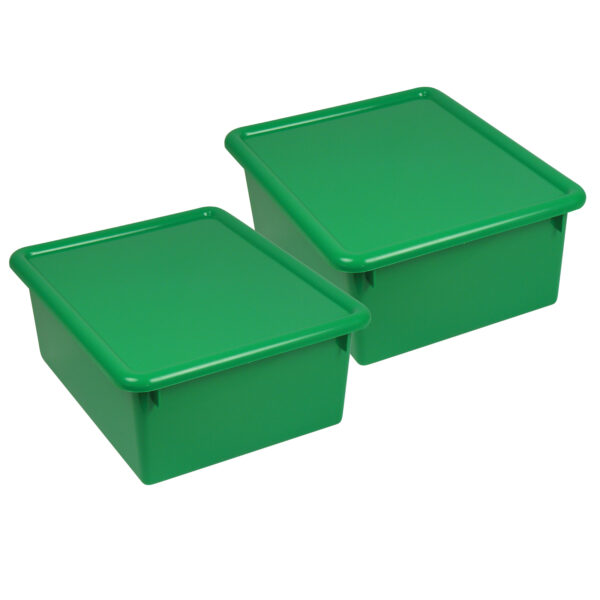 Stowaway 5" Letter Box with Lid, Green, Pack of 2