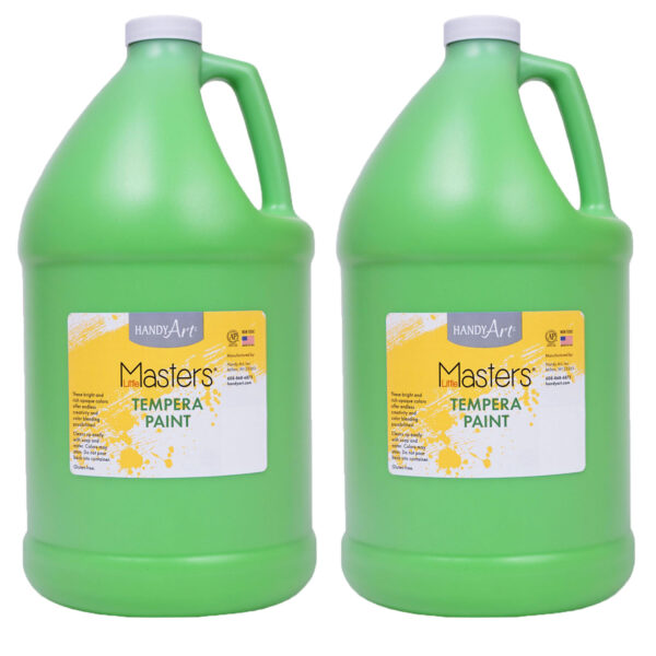 Little Masters Tempera Paint, Light Green, Gallon, Pack of 2