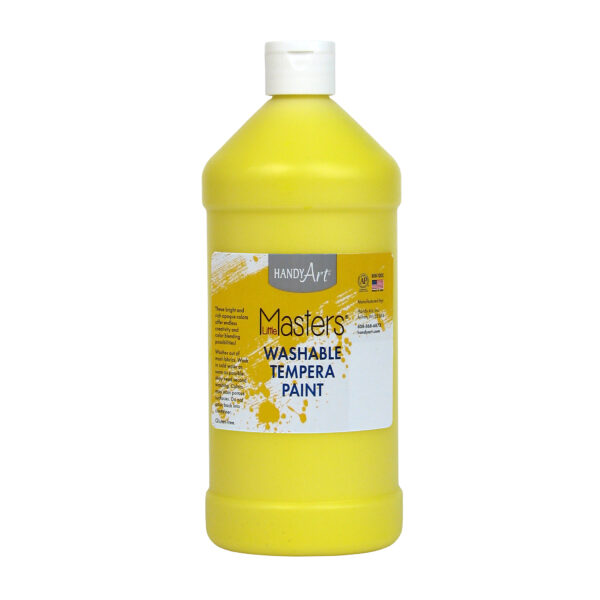 Little Masters Washable Tempera Paint, Yellow, 32 oz., Pack of 6
