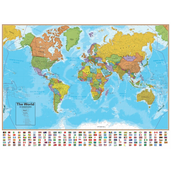 Blue Ocean Series World-USA Laminated Wall Maps, 2-Pack