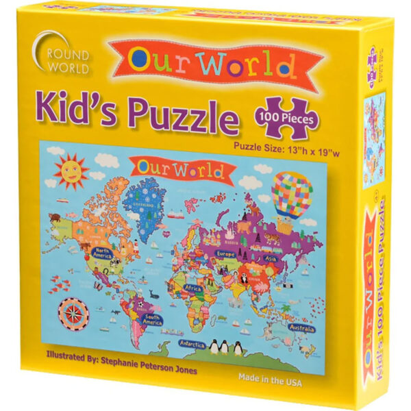 Kid's Jigsaw Puzzle, World, 13" x 19", 100 Pieces