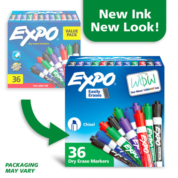 ERSSAN1921061_1.jpg Low Odor Dry Erase Markers, Chisel Tip, Assorted, 36 Count
