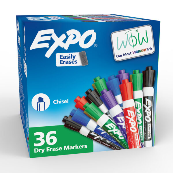 ERSSAN1921061_2.jpg Low Odor Dry Erase Markers, Chisel Tip, Assorted, 36 Count