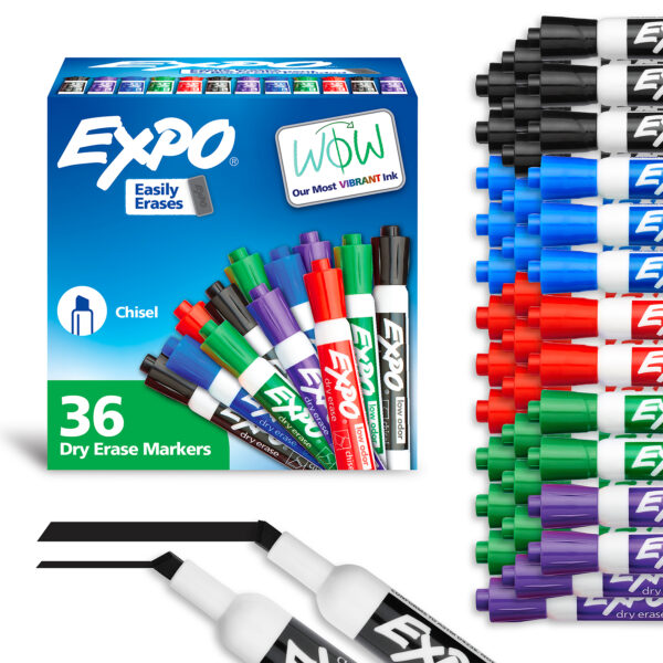 ERSSAN1921061_3.jpg Low Odor Dry Erase Markers, Chisel Tip, Assorted, 36 Count