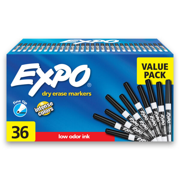 ERSSAN1921062.jpg Low Odor Dry Erase Markers, Fine Tip, Black, 36 Count