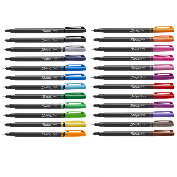 Art Pens, Fine Point, Assorted Colors, 24 Count