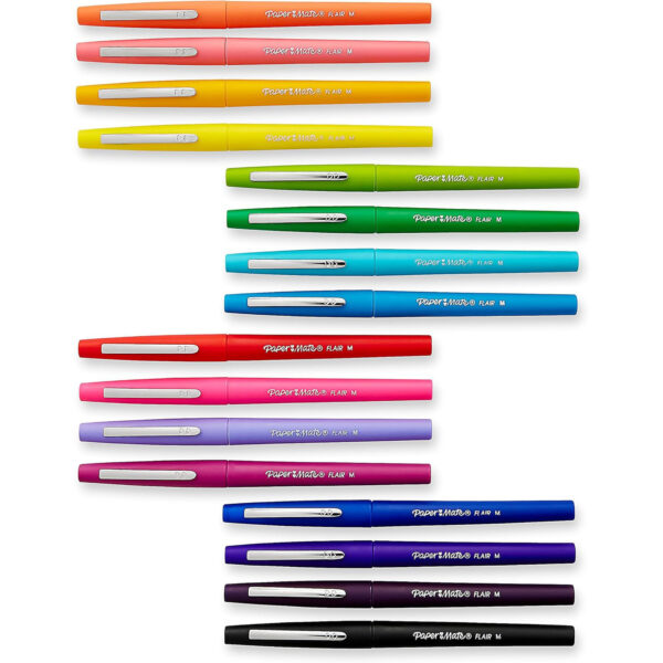Flair Felt Tip Pens, Bold Tip (1.2 mm), Assorted Colors, 16 Count
