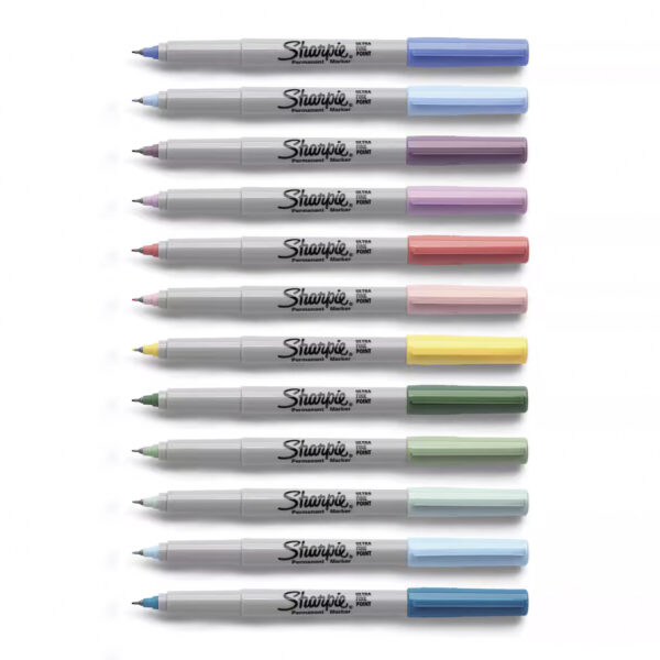 Permanent Markers, Ultra Fine Point, Mystic Gem Colors, 12 Count