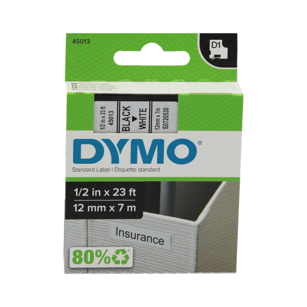 ERSSAN45013_3.jpg Standard D1 Labeling Tape for LabelManager Label Makers, Black Print on White Tape, 1-2'' W x 23' L, 1 Cartridge