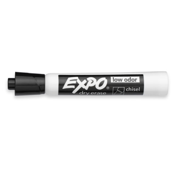 Low-Odor Dry Erase Markers, Chisel Tip, Black, Box of 12