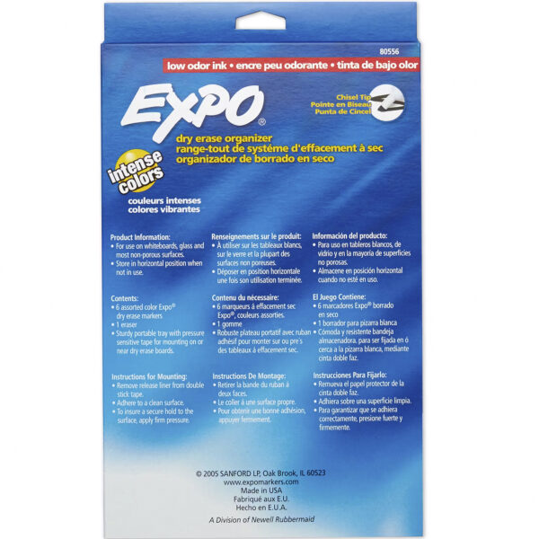 Low Odor Dry Erase Marker Set with 6-Marker Organizer and Eraser