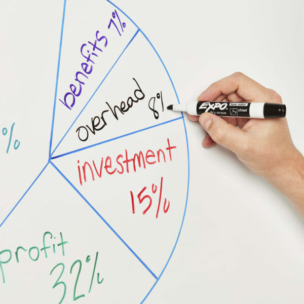 Low Odor Dry Erase Marker, Chisel Tip, Assorted, Pack of 16