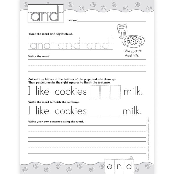 ERSSC-0439365627_1.jpg 100 Write And Learn Sight Word Practice Pages, Grades K-2