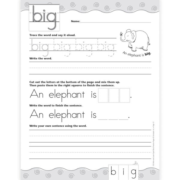 ERSSC-0439365627_3.jpg 100 Write And Learn Sight Word Practice Pages, Grades K-2
