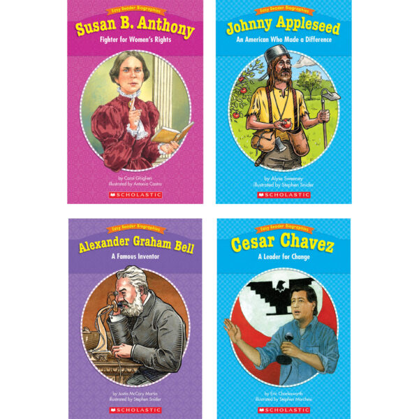 Easy Reader Biographies Book Set, 60 Books, 5 Copies of 12 Biographies