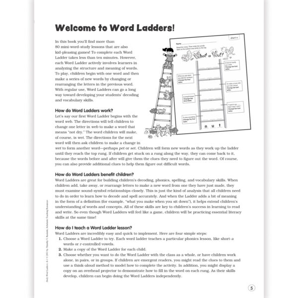 Daily Word Ladders, Grades K-1, 8-3-8" Width, 10-7-8" Length
