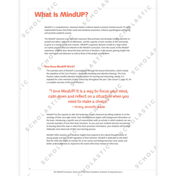 The MindUP Curriculum: Grades 6-8