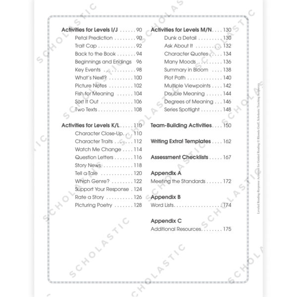 Leveled Reading Response Activities for Guided Reading, Grade K-3