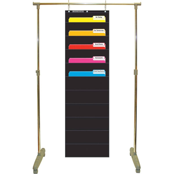 File Organizer 10-Pocket Chart, 14" x 46-1-2", Black