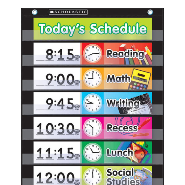 Daily Schedule Pocket Chart with Cards, Black