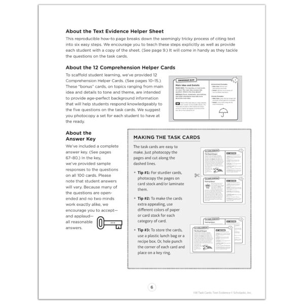 100 Task Cards: Text Evidence Text Activity Book, Pack of 2