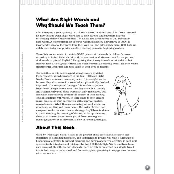 10 Week-by-Week Sight Word Packets Book