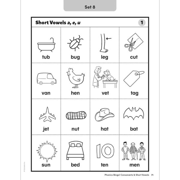Phonics Bingo: Consonants & Short Vowels Activity Book
