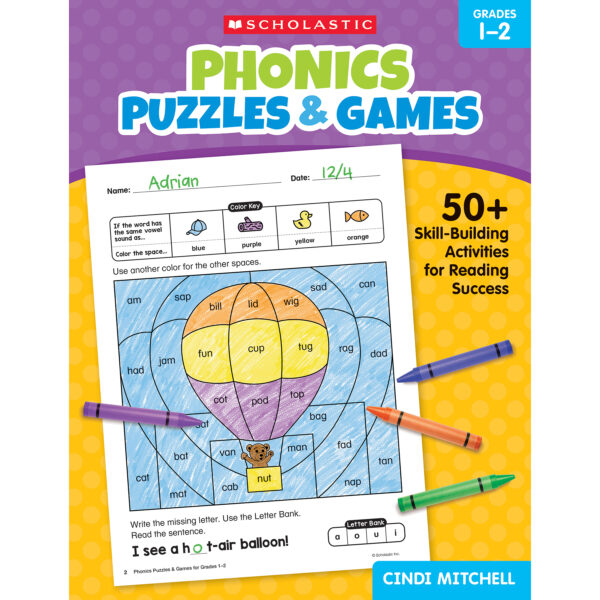 ERSSC-9781546113812.jpg Phonics Puzzles & Games Activity Book for Grades 1-2