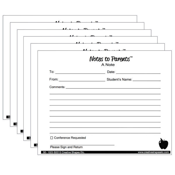 ERSSE-1023-6.jpg Notes to Parents, Blank Note, 50 Per Pack, 6 Packs