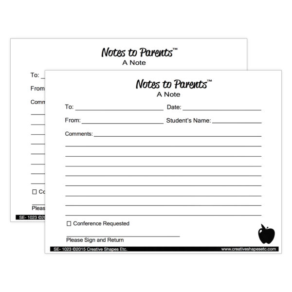 ERSSE-1023-6_1-1.jpg Notes to Parents, Blank Note, 50 Per Pack, 6 Packs