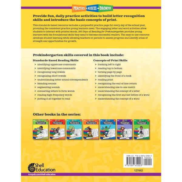 180 Days of Reading Workbook, Grade PreK