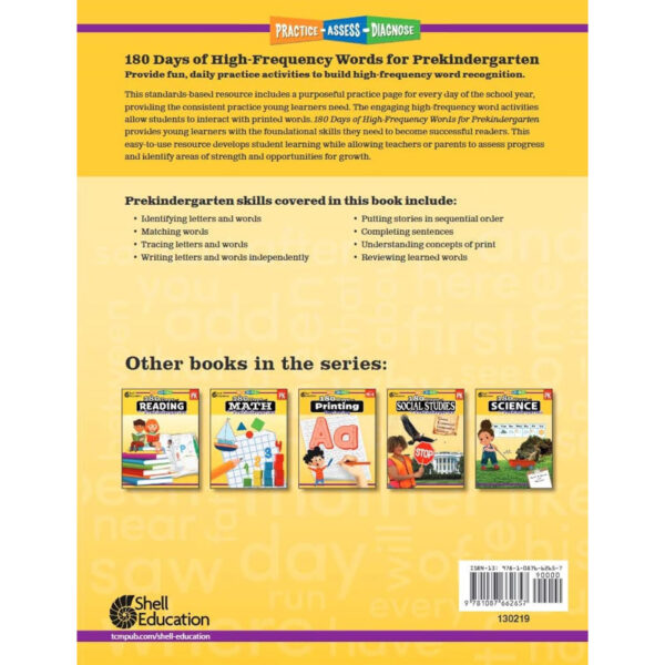 180 Days of High-Frequency Words for Prekindergarten